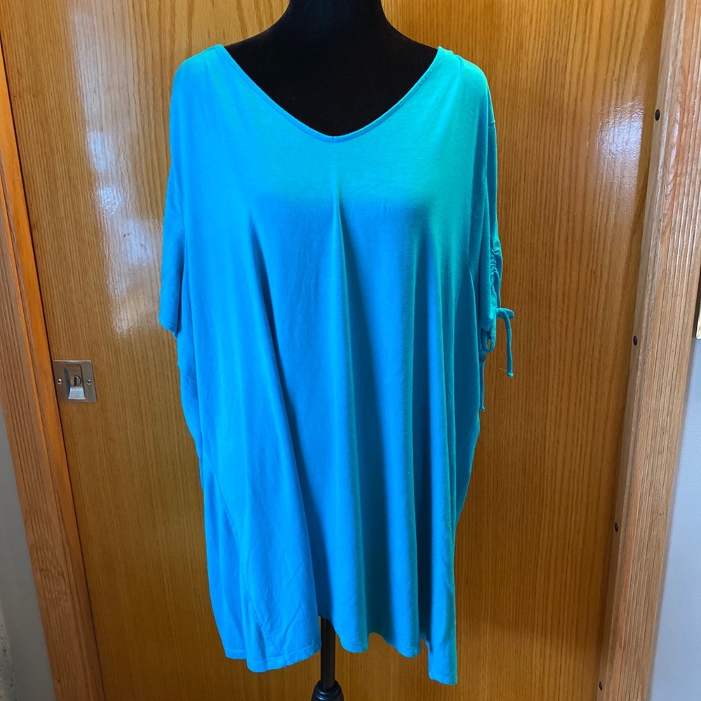 LANE BRYANT Blue Top with Cinched Sleeves